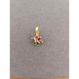 Romai Clip On Slide Charm Pendant Gold Tone Multicolor Crystal Stone Star Flower